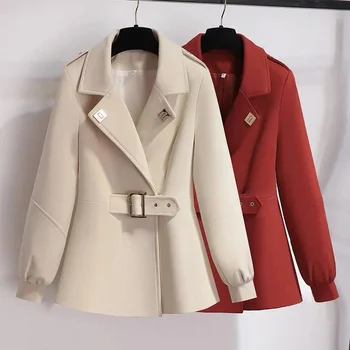 Yün Ceket Kadın Kış 2023 Yeni Stil Palto Patlamalar Hepburn Rüzgar Bel Ceket Kısa Yün Ceket kadın moda Gelgit Tops
