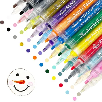 Akrilik boya kalemi Kaya Boyama için, 24 Renk boya kalemi Kayalar için, su Geçirmez boya kalemi DIY Sanat Zanaat Malzemeleri 3mm Orta Ucu