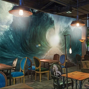wellyu Güzel dalga Tsunami arka plan duvar özel büyük duvar yeşil ipek kumaş duvar kağıdı papel de parede para quarto