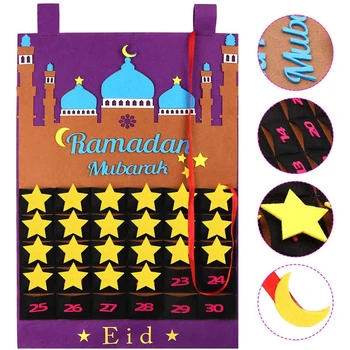 Ramazan Geri Sayım Keçe Takvim Eid Mubarak Süslemeleri Ev İçin İslam Müslüman Parti Dekor Ramazan Kareem Eid Al Adha Çocuk Hediyeler
