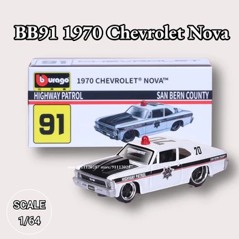 Bburago 1: 64 Minyatür Araba Modeli, BB91 1970 Chevrolet Nova Ölçekli Diecast Araç Çoğaltma Koleksiyonu çocuk için oyuncak