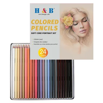 24-renk karakter renkli kalemler boyama cilt kurşun set renkli kalem portre el-boyalı sanat boyama malzemeleri