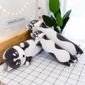 Büyük Boy Uzun Husky peluş oyuncaklar Karikatür Uyku Yastık Bebek Dolması Yumuşak Hayvan Köpek Yastık Çocuk Kız Hediyeler için 80/100cm