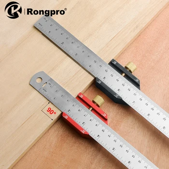 Rongpro 30cm / 12 İnç Çizme Cetvel Ayarlanabilir 90 Derece Ölçekli Cetvel Ölçüm İşaretleme Göstergesi Ağaç İşleme Dik Açı Cetvel