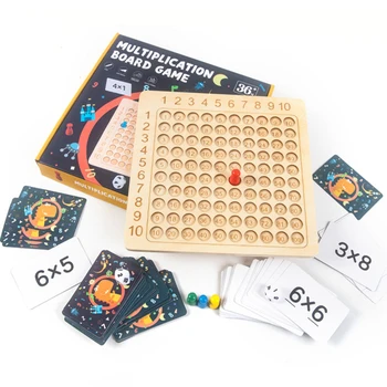 Ahşap Montessori Çarpma Kurulu Oyunu Çocuklar Öğrenme Eğitici Oyuncaklar Matematik Sayma Yüz Kurulu İnteraktif Düşünme Oyunu