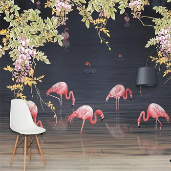 wellyu El boyalı tropikal yağmur ormanları flamingo duvar özel büyük duvar yeşil duvar kağıdı papel de parede para quarto