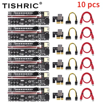 10 ADET TISHRIC PCI-E PCIE Yükseltici 014 Max Kart PCI Express 1X 4X 8X 16X Genişletici Molex GPU 6pin Madencilik ETH BTC Yükseltici Ekran Kartı İçin